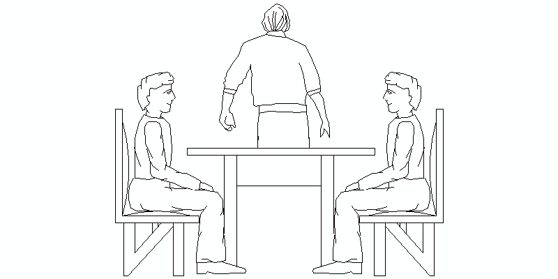 Table In Elevation With Seated People