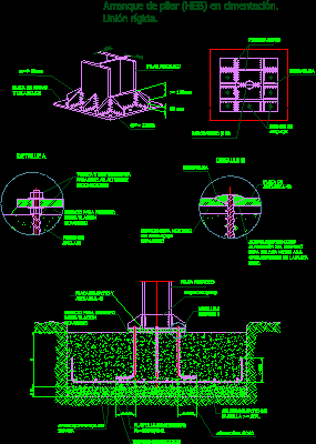 Arranque de pilar (heb) en cimentacion_ union rigida