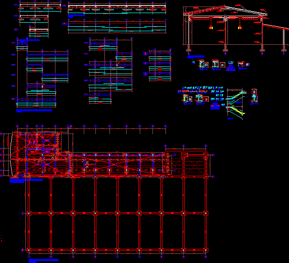 Estructura de galpon con edificio de oficinas.