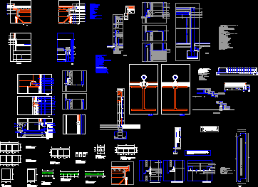 Varios detalles de cubierta - cerramieto y cimentacion de una estructura metalica y cerramiento de prefabricados de hormigon