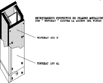 Columna de acero con revestimiento contra fuego