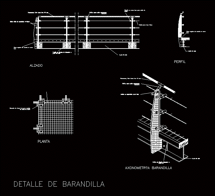 Detalle de barandilla de acero
