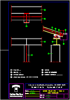 Union de pilar ipe - viga h - y cubierta con anclaje articulado