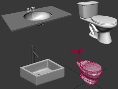 Banheiros - lavatórios 3dmax max