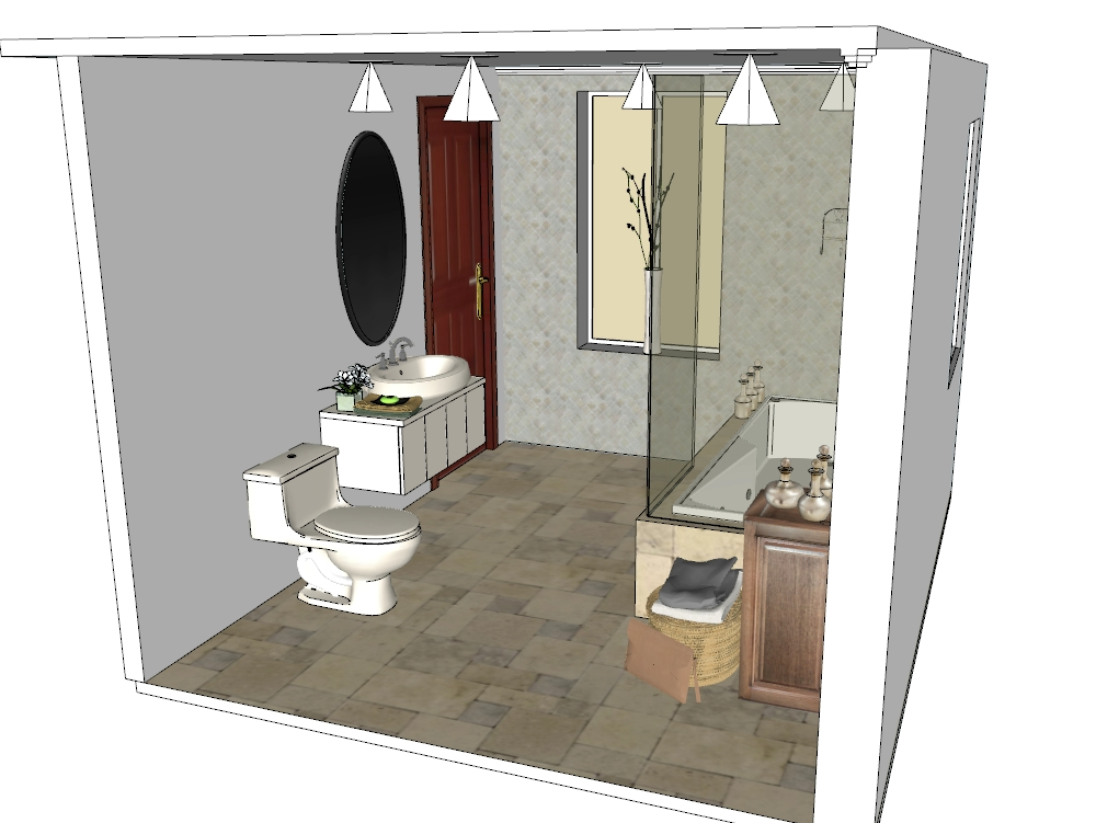 Modelagem 3D de banheiros no sketchup 2022 skp
