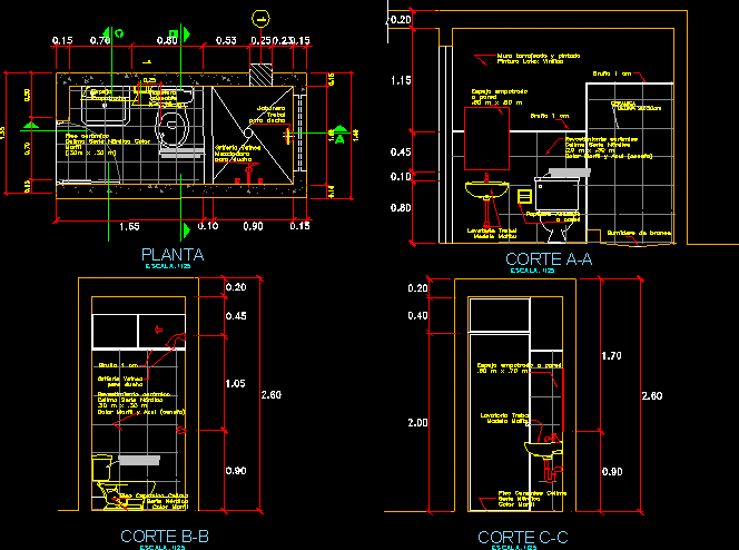 Corte De Un Ba o En DWG 158 83 KB Librer a CAD