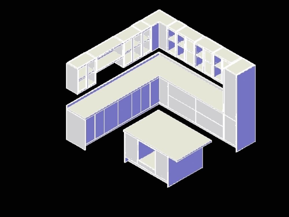 Dibujo 3d de muebles de cocina