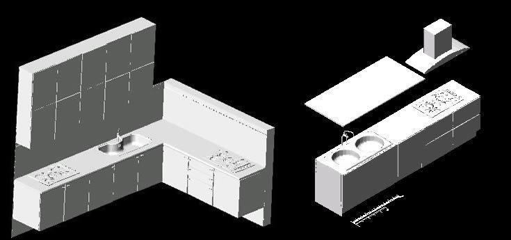 Conception de cuisine meublée en 3D