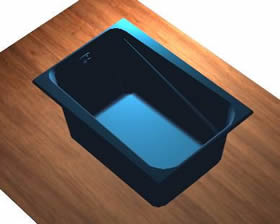 Bathtub with application of materials dxf
