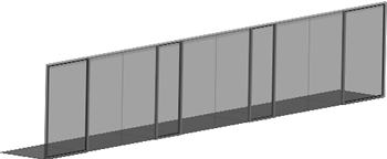Panorama vetrato 3d con materiali applicati di 12 x 2.85 m con 3 doppie porte apribili