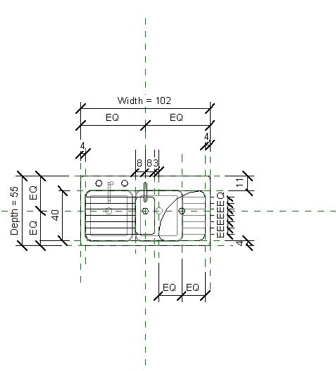 Plano de Pileta de Cocina en 2D