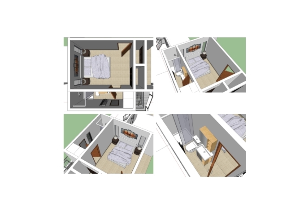 Quarto de design de interiores em suite