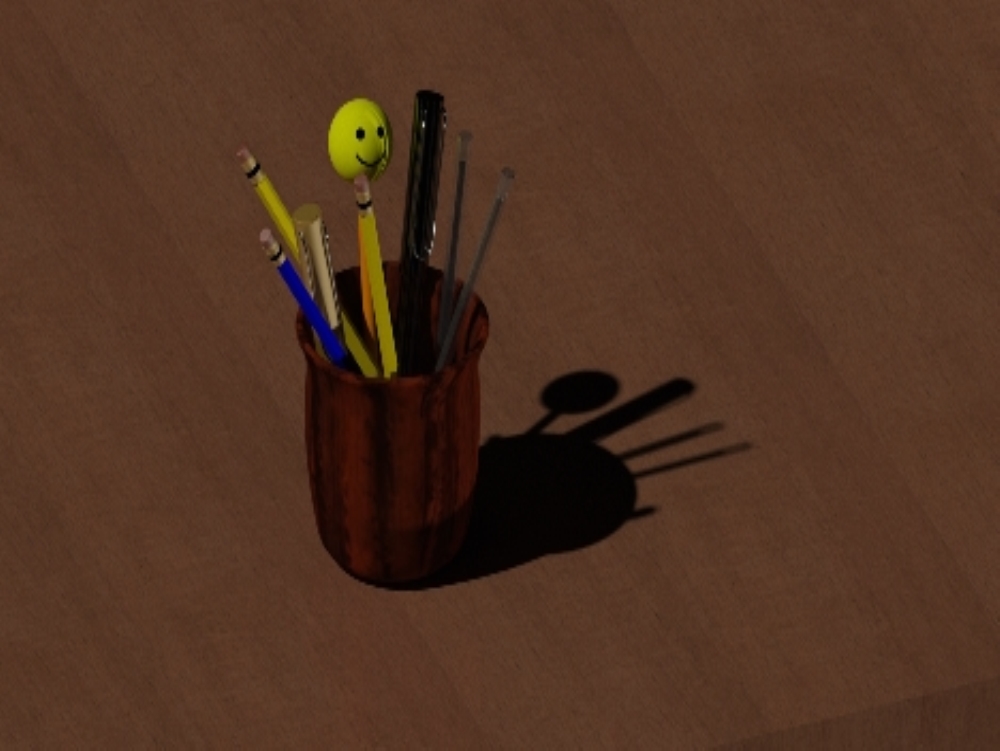 Pot à crayons en verre avec porte-crayons 3d