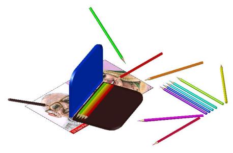 Lapices de colores en 3d