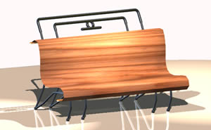 3d square bench with materials