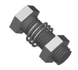 Tornillo con tuerca 3d