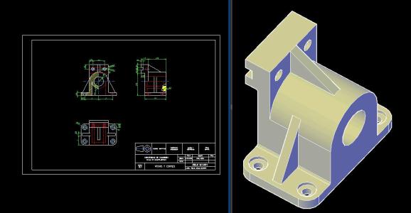 Views of a support and 3d model