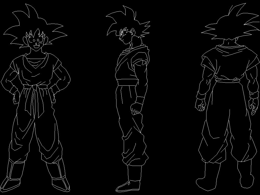 Goku de frente perfil y espada