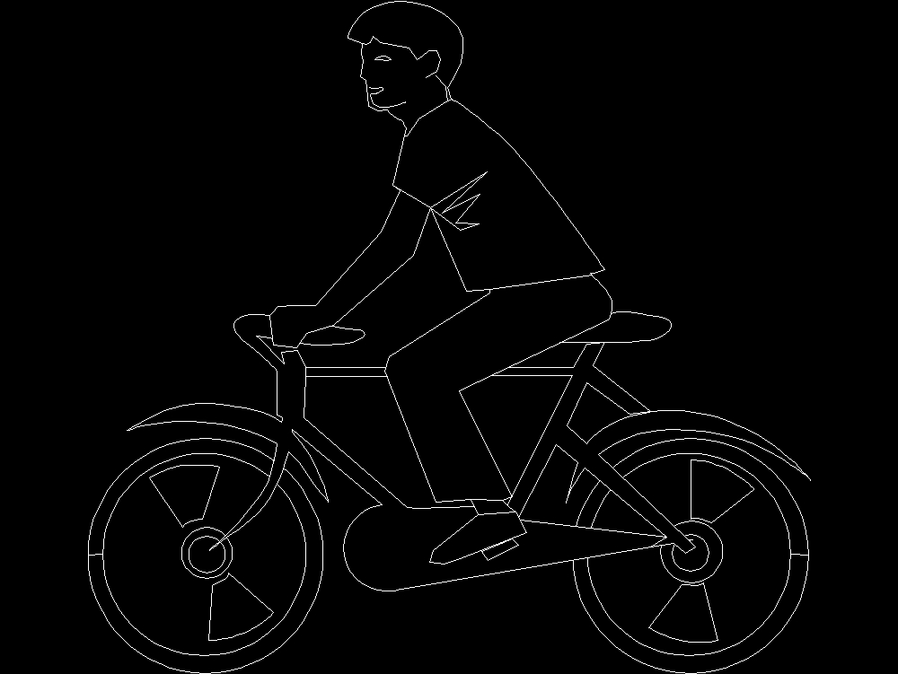 person in elevation on bicycle
