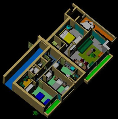 3D möbliertes Haus