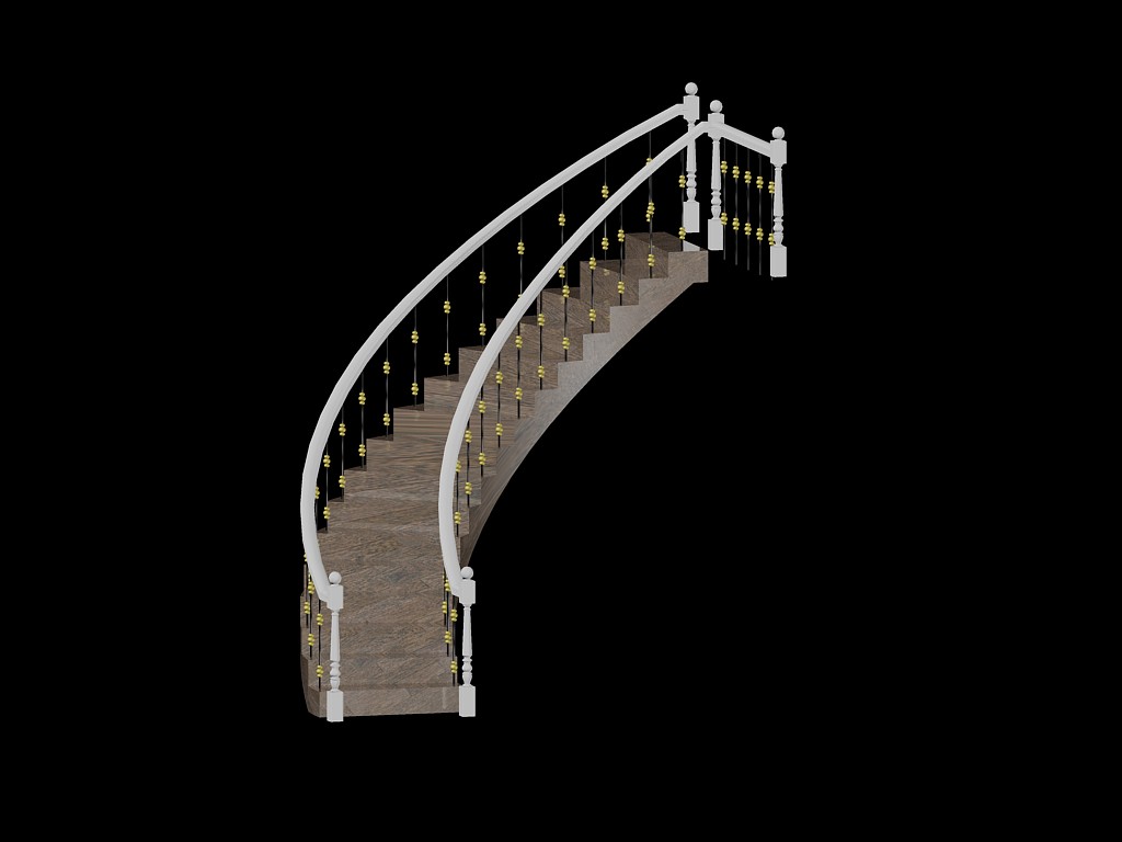 Escadas espirais 3d 3d com corrimãos e balaústres