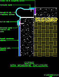 Piscinas - colocacion de membrana - detalle de borde superior