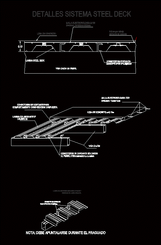 Detalle de losa en steel deck