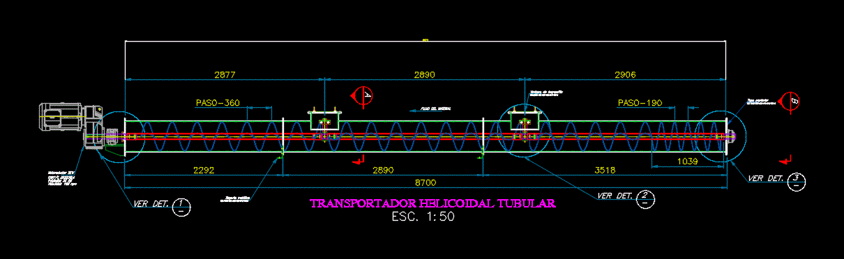 Transportador helicoidal tubular