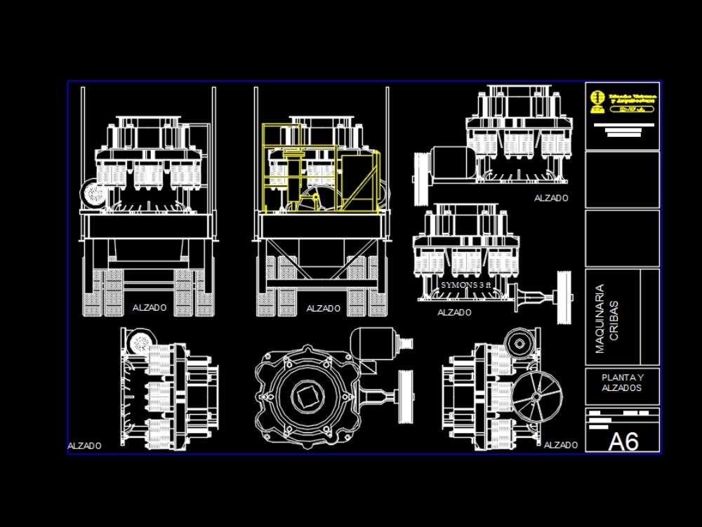 Three And More Conical Crusher Plans In AutoCAD | CAD library