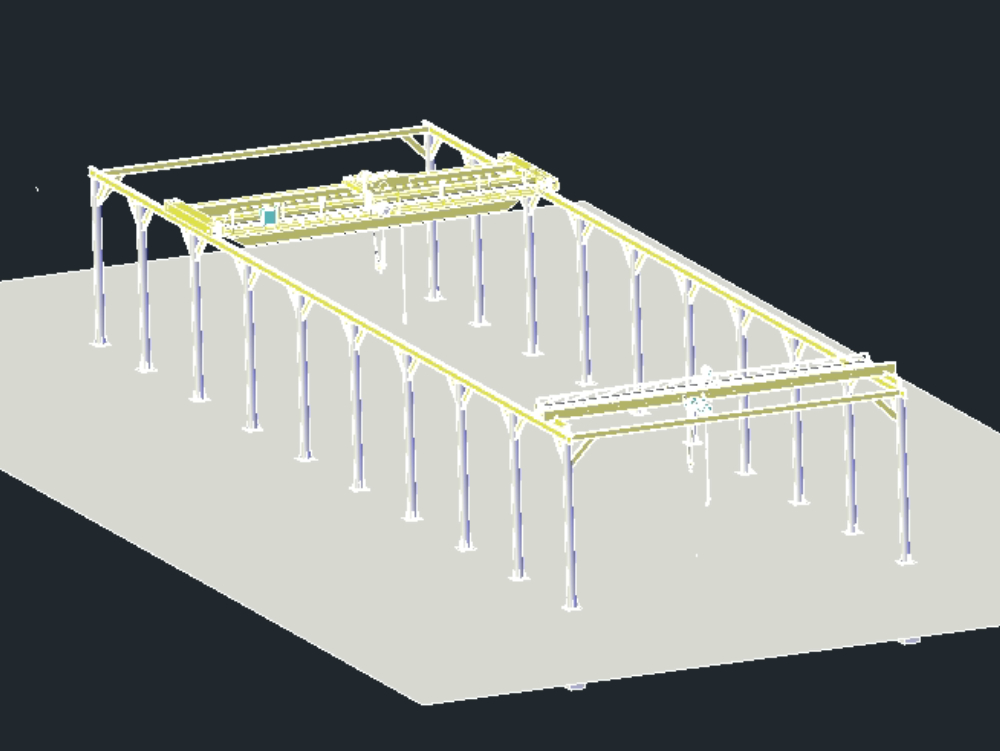Bridge crane of 5 and 20 tons in metal columns and ipn profiles