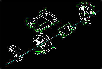 Exploded view of a pulley
