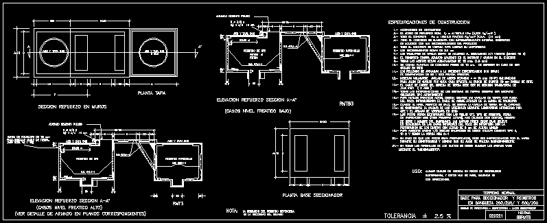 Base para seccionador y registros en banquetas