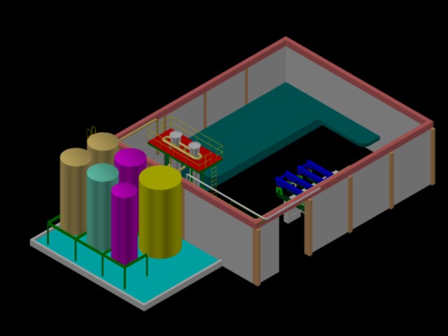 3d scheme fishmeal and oil processing plant