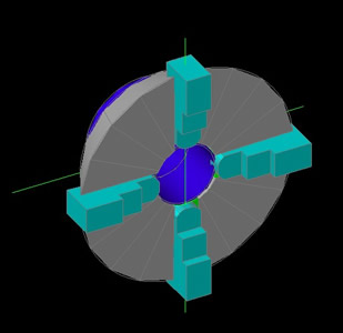 Plato para torno fresa 4 garras - 3d