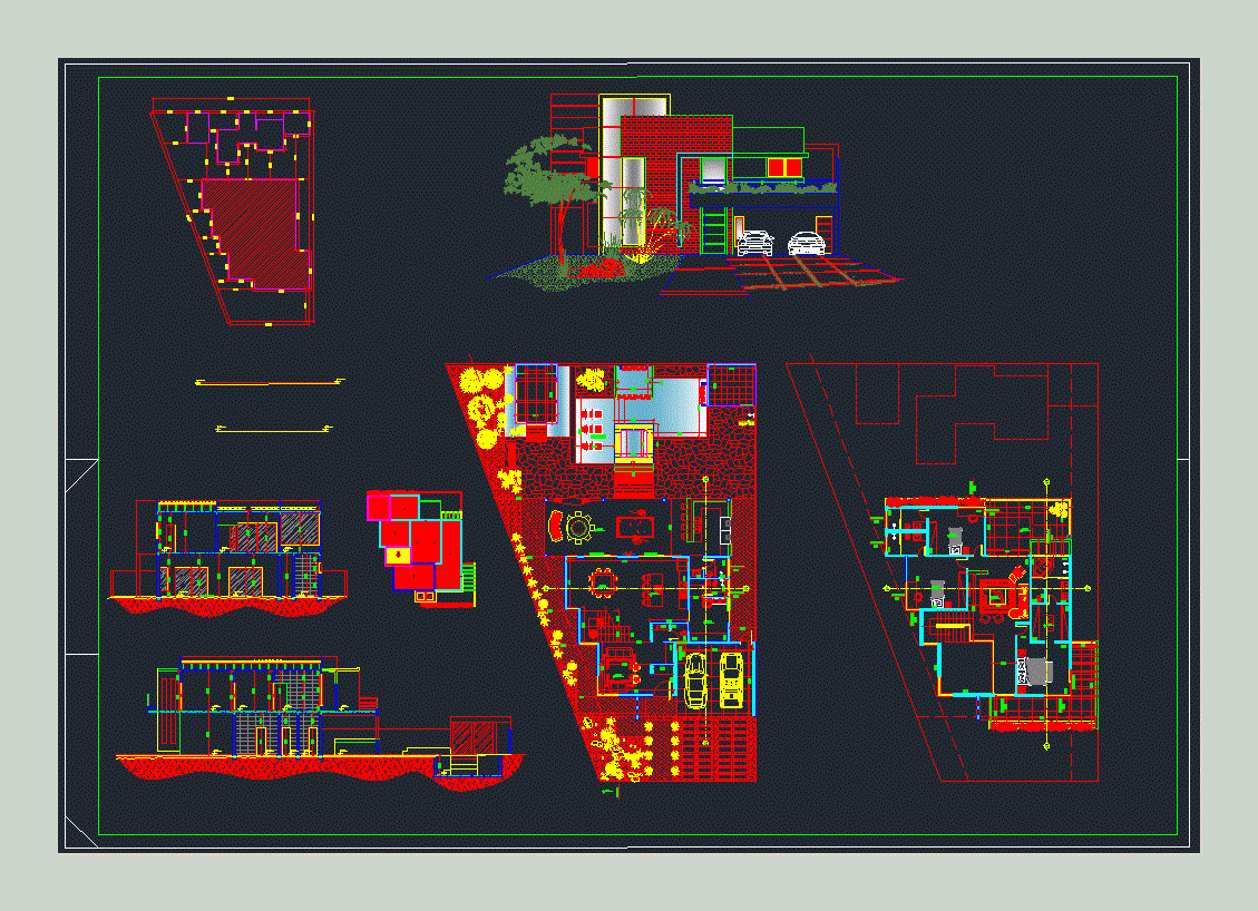 Plano de vivienda moderna 2 niveles