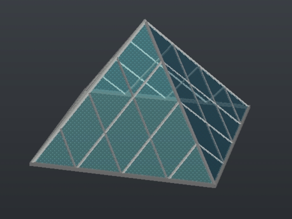 Piramide acristalada 3d autocad