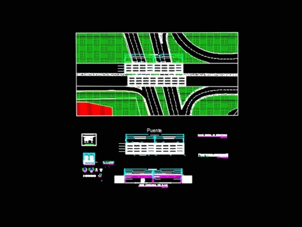 Plans de superstructure de pont avec poutres précontraintes