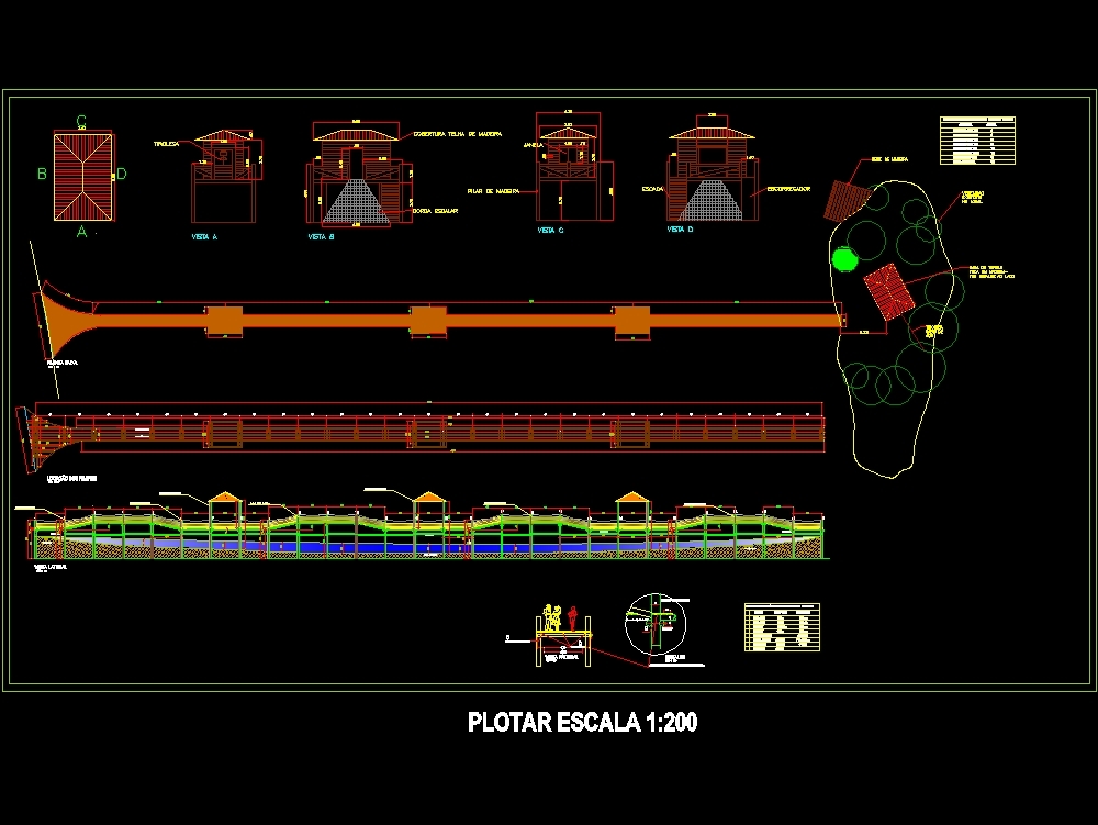 Ponte de madeira com 3 pontos - (ponte de madeira)