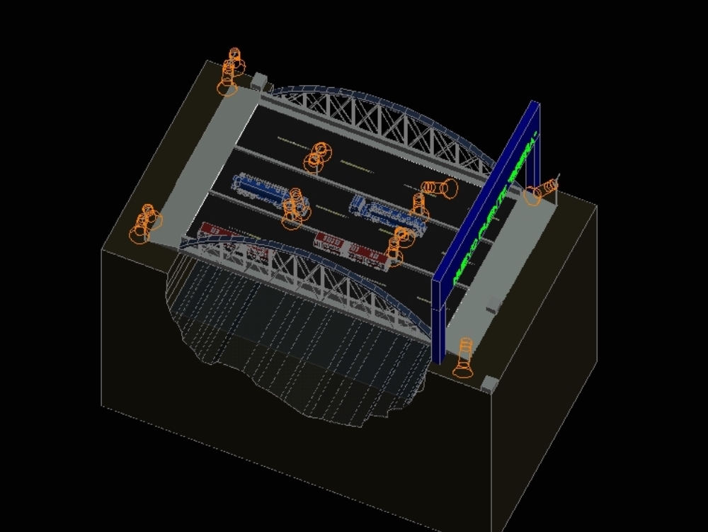 Section de pont en troisième dimension.