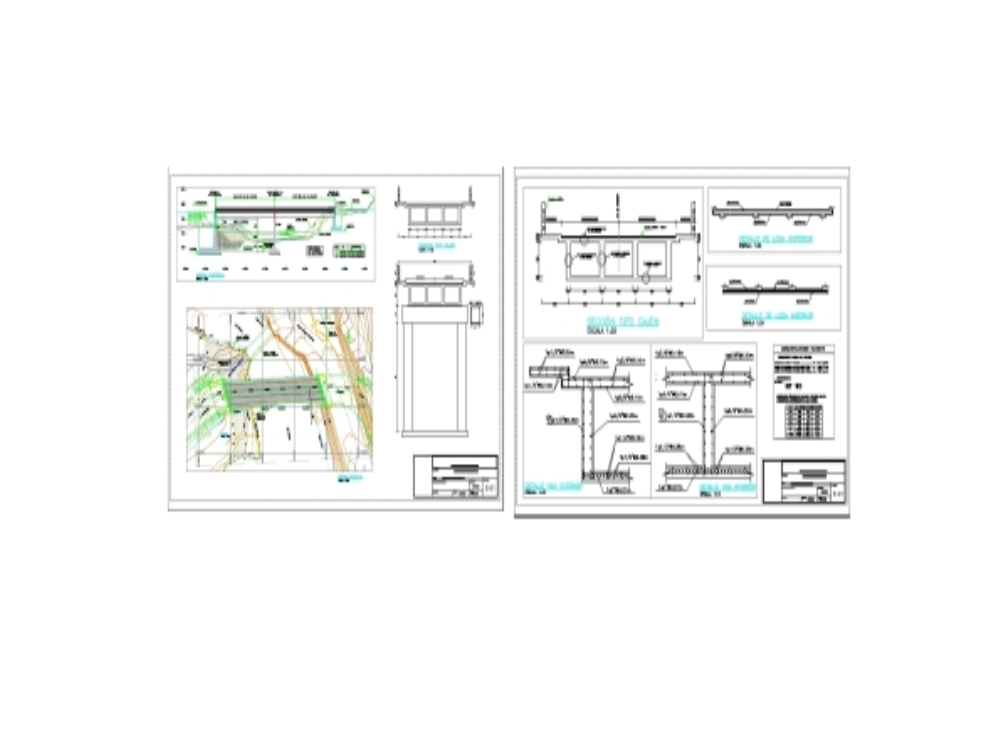 Plan einer 2-feldrigen Hohlkastenbrücke