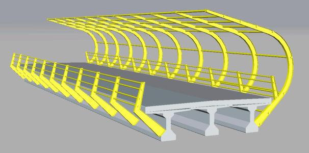 Superestructura de puente peatonal con cubierta de acero