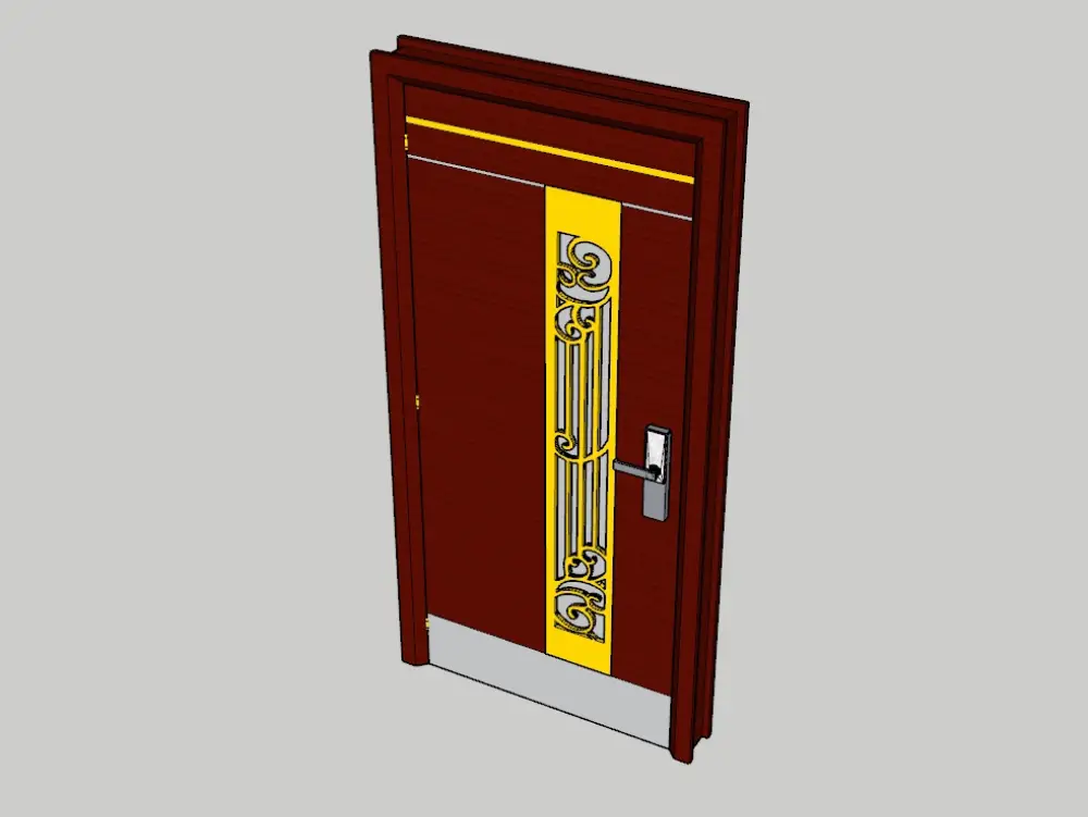 Wooden door with golden decoration