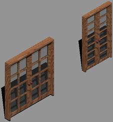 Puerta 2 hojas y vidrio repartido 3d con metariales aplicados
