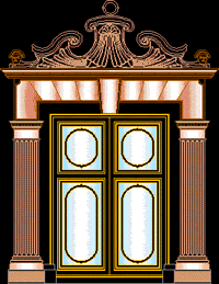 Puerta principal con columnas de cantera
