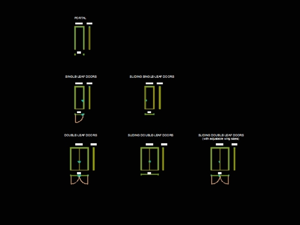 Puertas de bloque dinamico con alas planas - detalle.