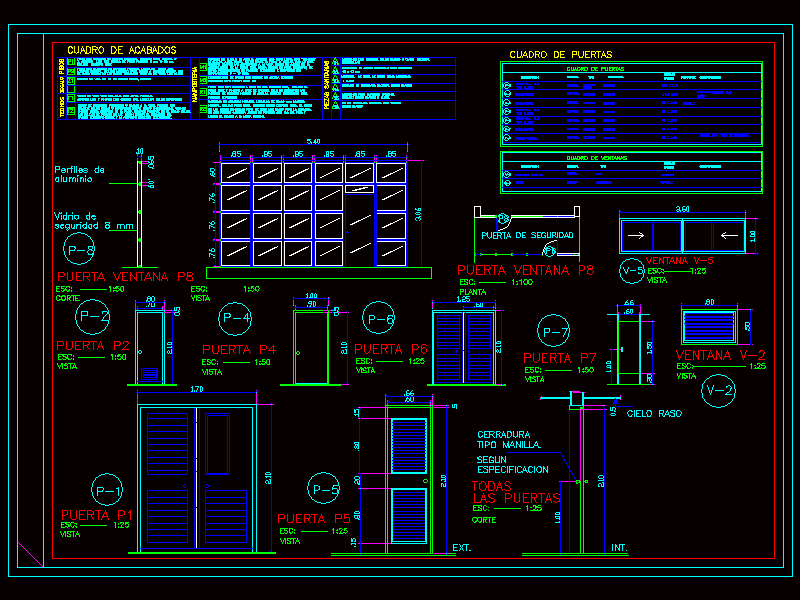 Puertas - cuadro de acabados