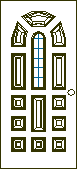 Portes avec vitrail - rideau et planches 1/2 point intérieur