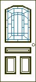 Buntglastüren – mit innenliegendem 1/4-Punkt-Vorhang und Brettern