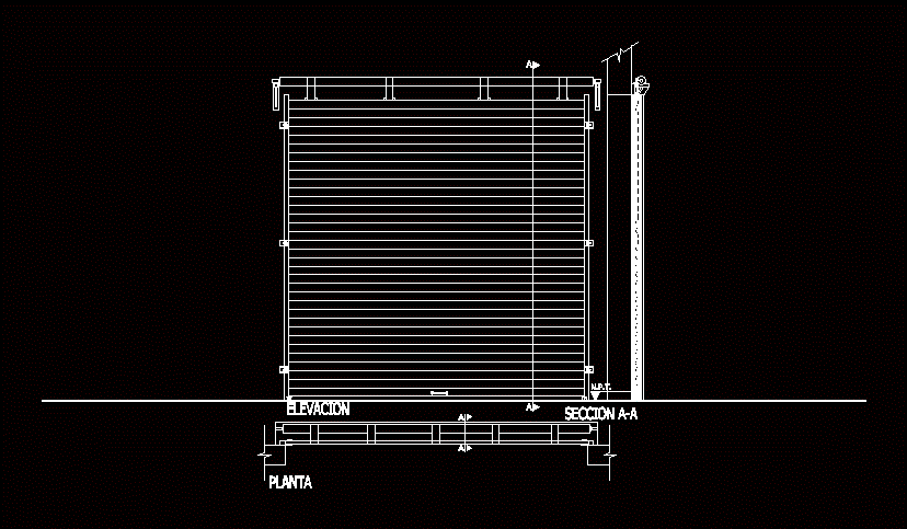 Puerta Enrollable - Vista y Corte