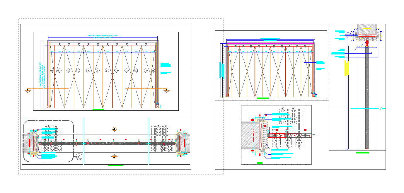 Puerta plegable detalle seccion